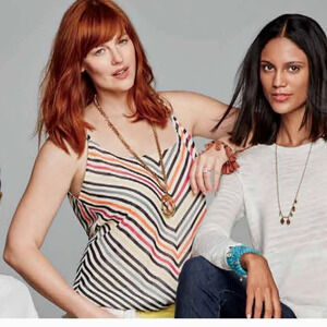 Cabi Womens Tank Top Sz XSmall Linea Cami Striped Chevron #5043 Lined Adjustable